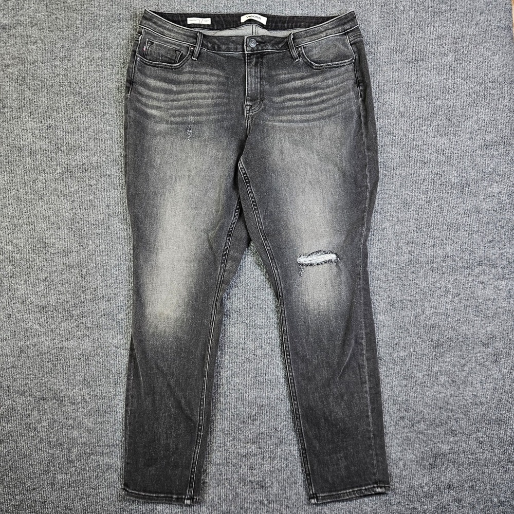 Vigoss Thompson Tomboy Jeans Womens 18 Black Distressed Stretch Denim Mid Rise